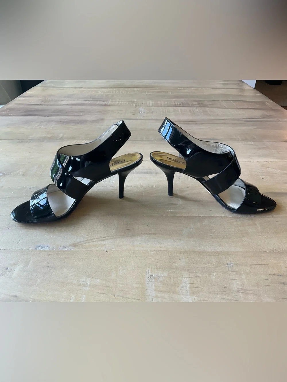 Michael Kors Womens Joselle Open Toe Pump Black Patent Size 8M